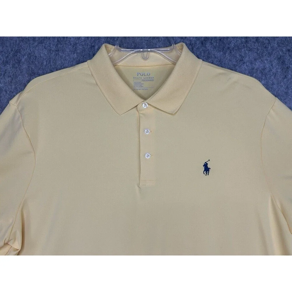 Polo Ralph Lauren Performance Polo Shirt Men's XL Yellow Stretch